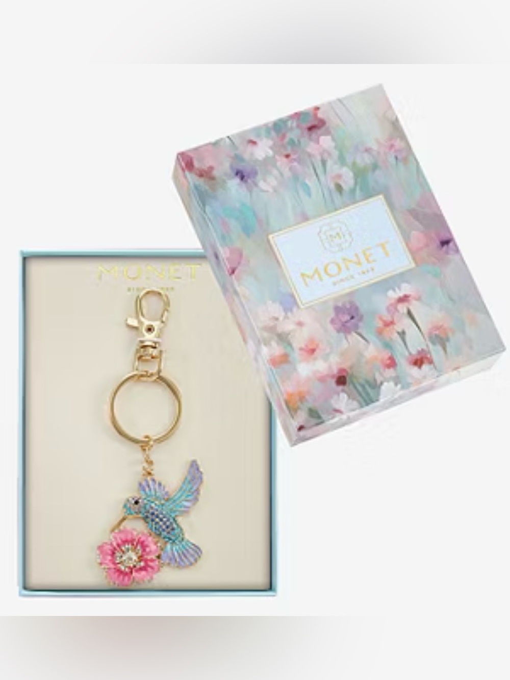 MONET Gold Tone Hummingbird Bag Charm w/Gift Box